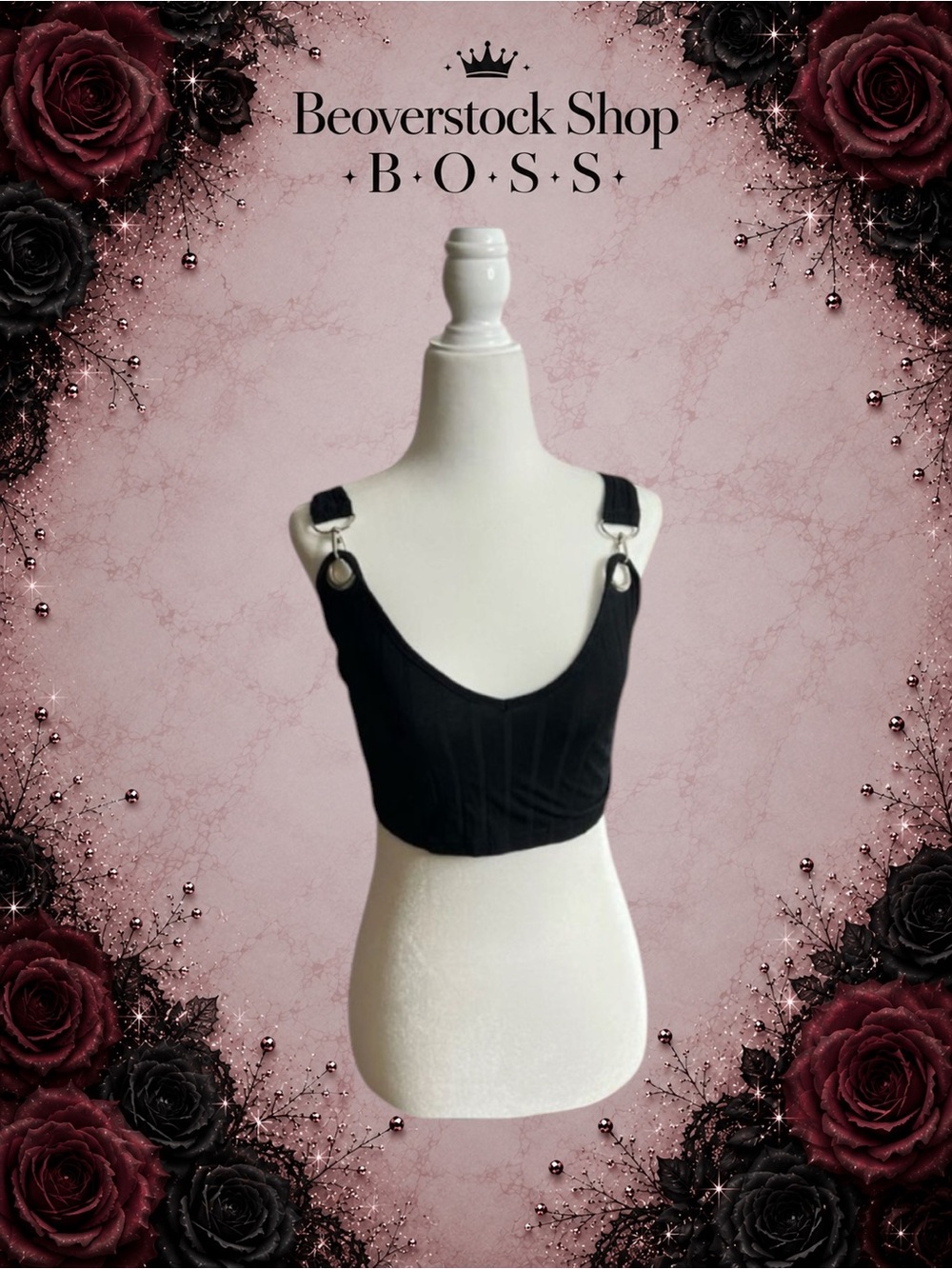 Preowned Shein Black Crop Top Tank Top Shirt - Extra Small
